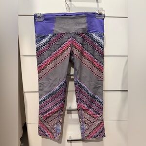 Prana Rai Capri Leggings - XS - Purple, Pink, and Gray